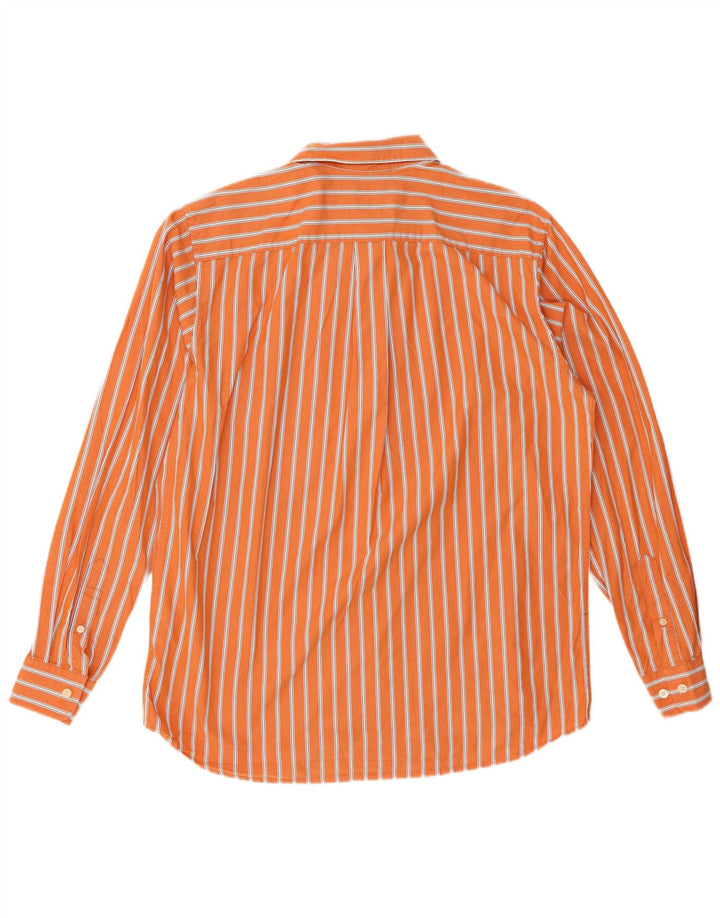 EDDIE BAUER Mens Shirt Medium Orange Pinstripe Cotton