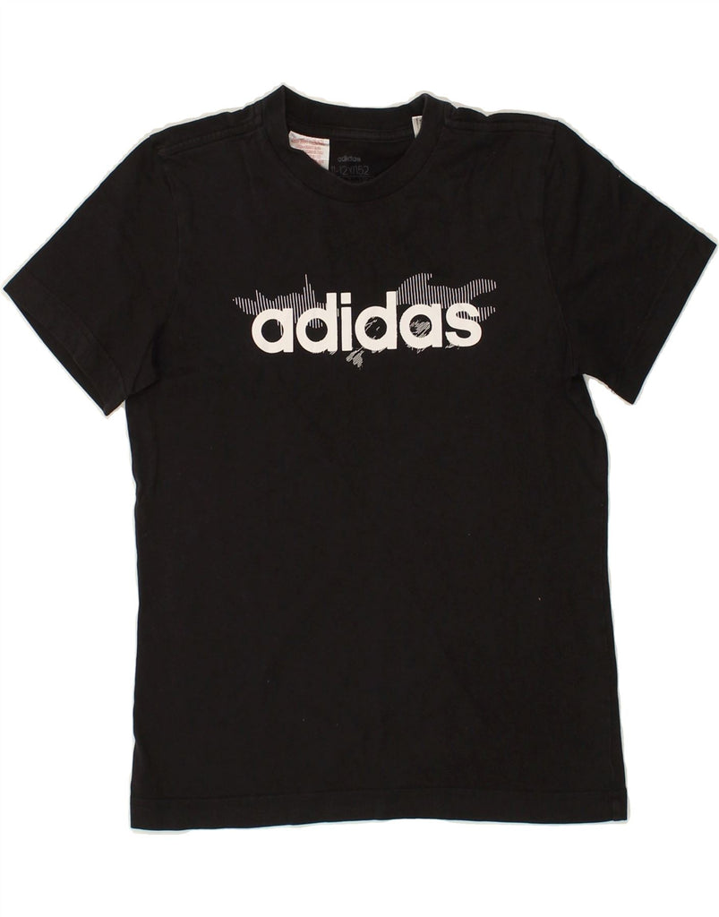 ADIDAS Boys Graphic T-Shirt Top 11-12 Years Black Cotton | Vintage Adidas | Thrift | Second-Hand Adidas | Used Clothing | Messina Hembry 