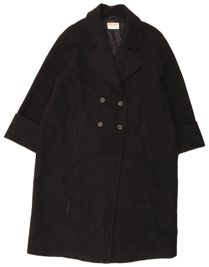 John Lewis Womens Oversized Double Breasted Coat UK 18 XL Black Polyester