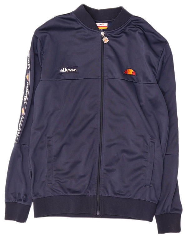 ELLESSE Mens Graphic Tracksuit Top Jacket Small Navy Blue Polyester
