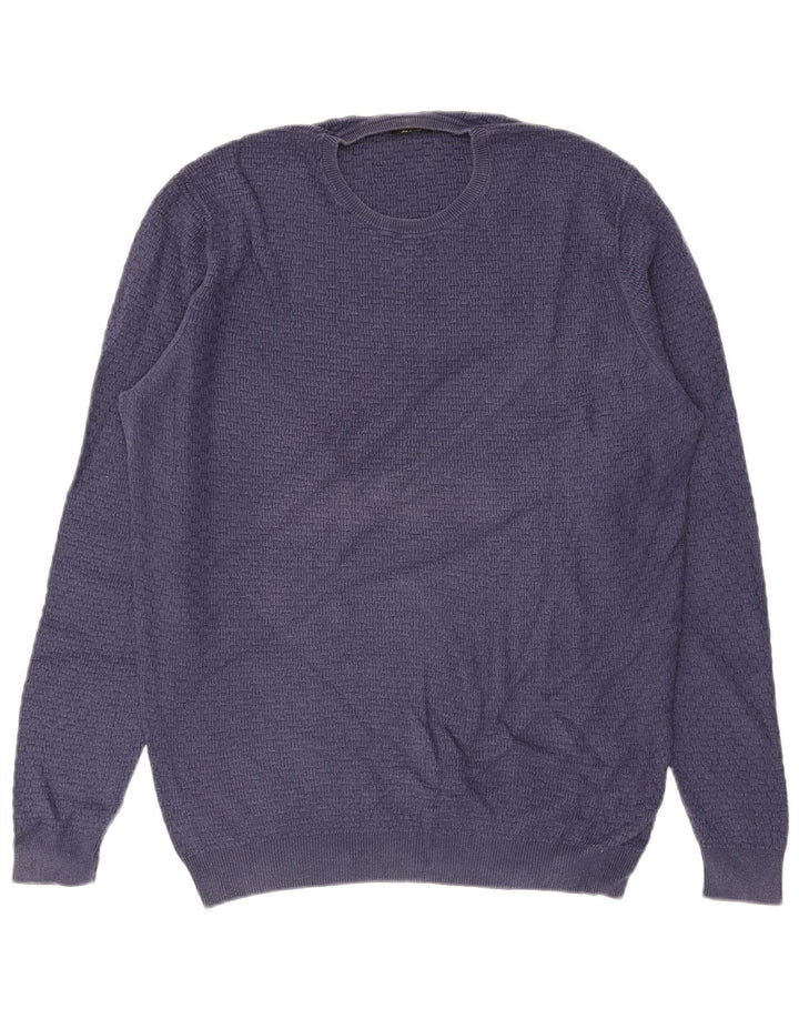 MASSIMO DUTTI Mens Crew Neck Jumper Sweater XL Blue Cotton