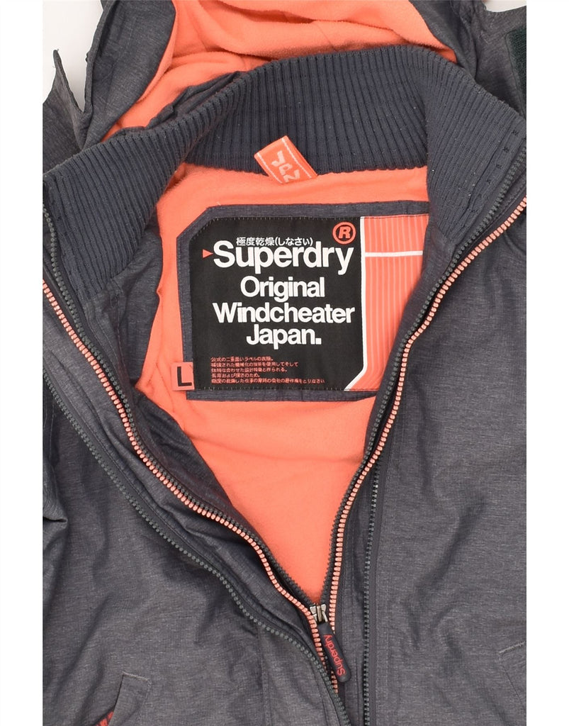 SUPERDRY Womens The Windcheater Hooded Windbreaker Jacket UK 14 Large Grey | Vintage Superdry | Thrift | Second-Hand Superdry | Used Clothing | Messina Hembry 