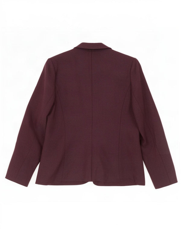 Marks & Spencer Womens Blazer Jacket UK 14 Medium Maroon Herringbone