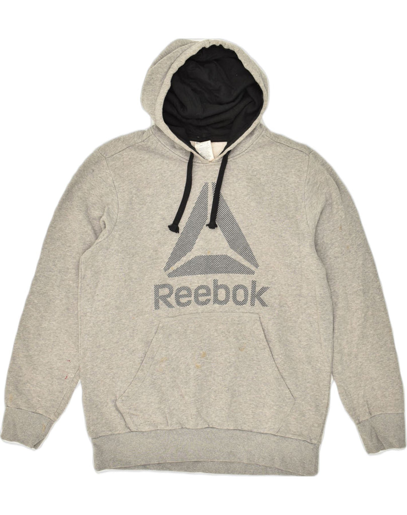 REEBOK Mens Graphic Hoodie Jumper Large Grey Cotton | Vintage Reebok | Thrift | Second-Hand Reebok | Used Clothing | Messina Hembry 