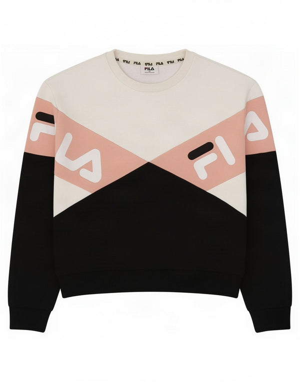 Fila Womens Graphic Sweatshirt Jumper UK 14 Large Multicoloured Colourblock
