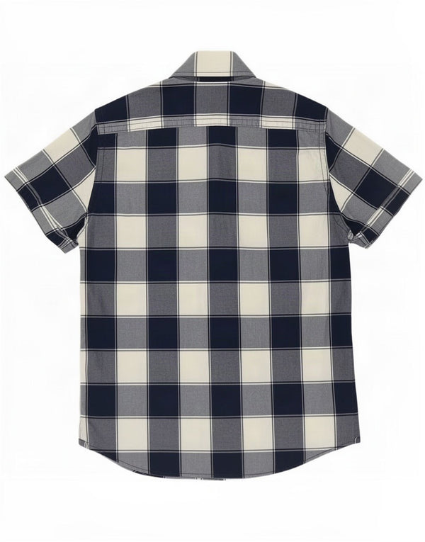 Abercrombie & Fitch Mens Muscle Short Sleeve Shirt Medium Navy Blue Gingham