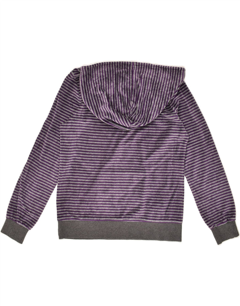 NIKE Womens Zip Neck Hoodie Jumper UK 16/18 Large Purple Striped Cotton | Vintage Nike | Thrift | Second-Hand Nike | Used Clothing | Messina Hembry 