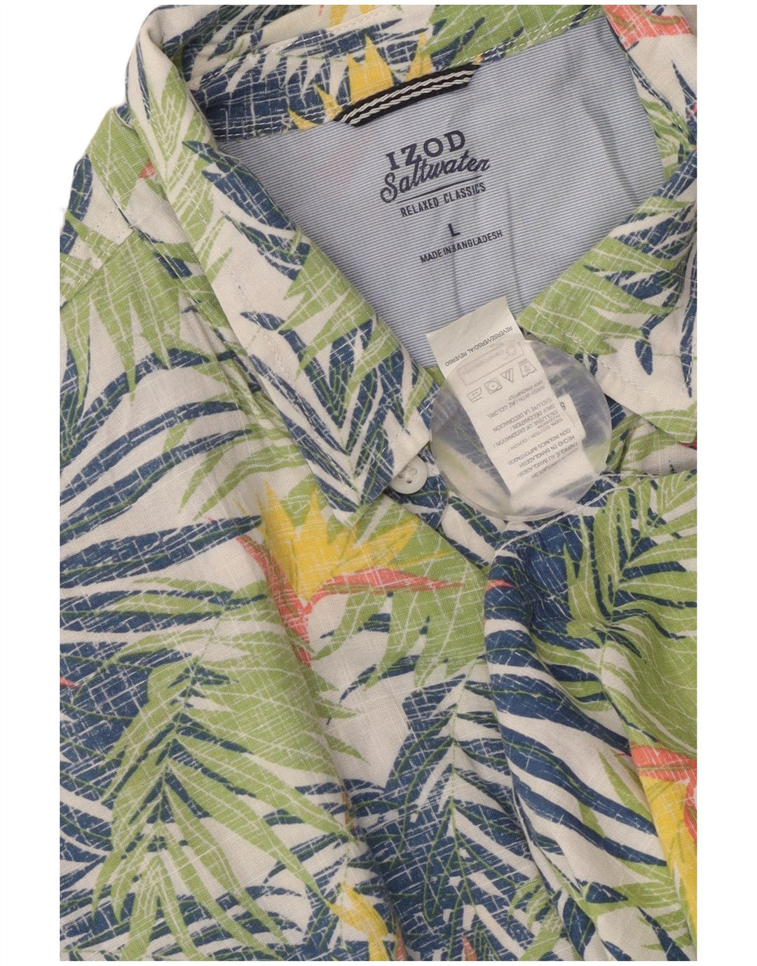 Izod Mens Salt Water Short Sleeve Shirt Large Multicoloured Floral Cotton