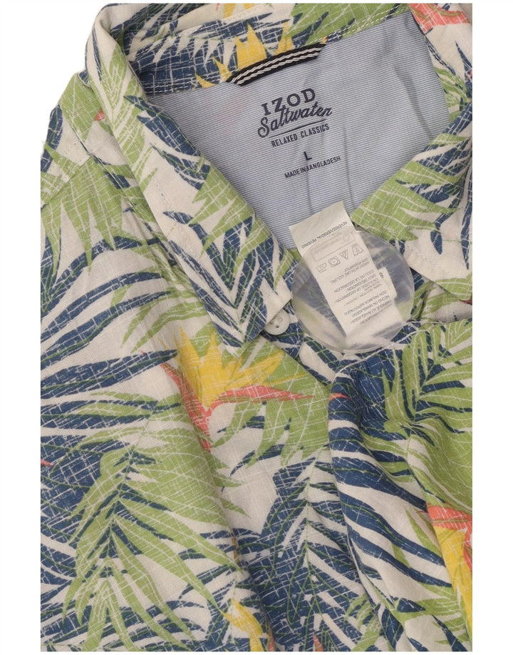 Izod Mens Salt Water Short Sleeve Shirt Large Multicoloured Floral Cotton
