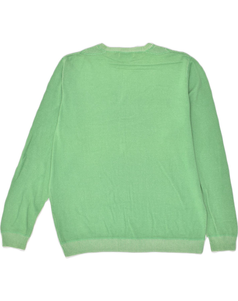 CONTE OF FLORENCE Womens Crew Neck Jumper Sweater UK 20 2XL Green Cotton | Vintage Conte of Florence | Thrift | Second-Hand Conte of Florence | Used Clothing | Messina Hembry 