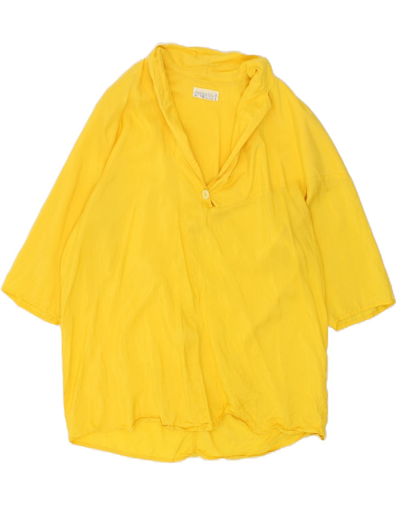 MARIKA BLU Womens Oversized Short Sleeve Blouse Top IT 44 Medium Yellow Vintage Marika Blu and Second-Hand Marika Blu from Messina Hembry 