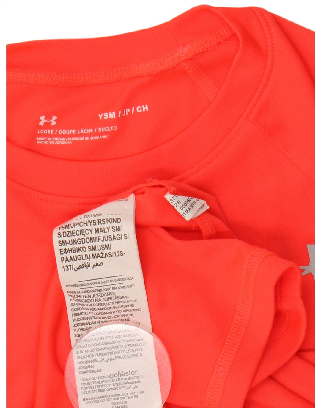 UNDER ARMOUR Girls Loose Fit Graphic T-Shirt Top 7-8 Years Small Orange