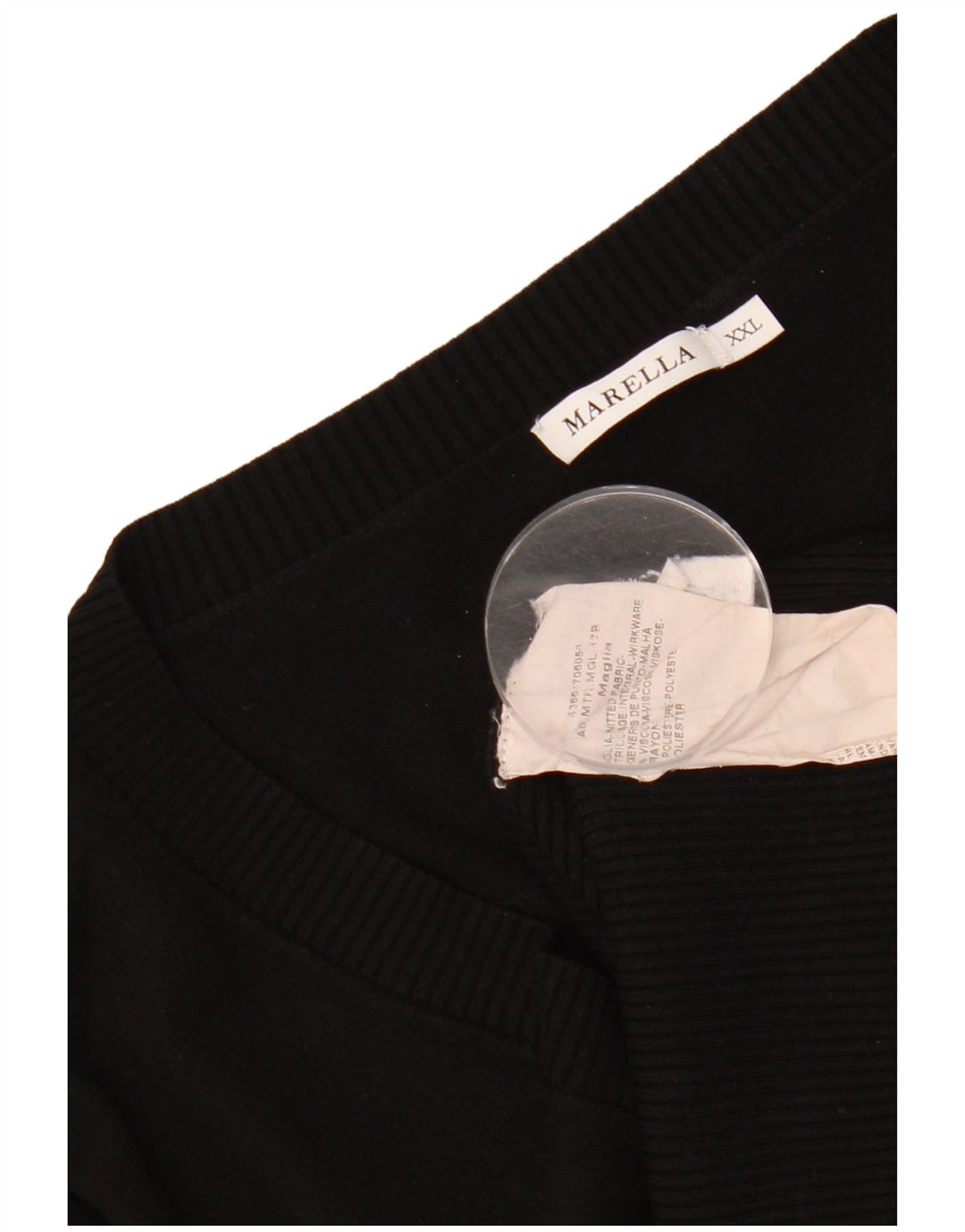 MARELLA Womens Military V-Neck Jumper Sweater UK 20 2XL Black Viscose