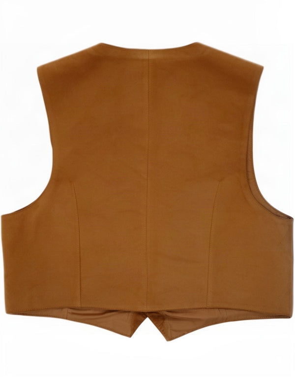 Vintage Womens Suede Waistcoat UK 16 Large Brown