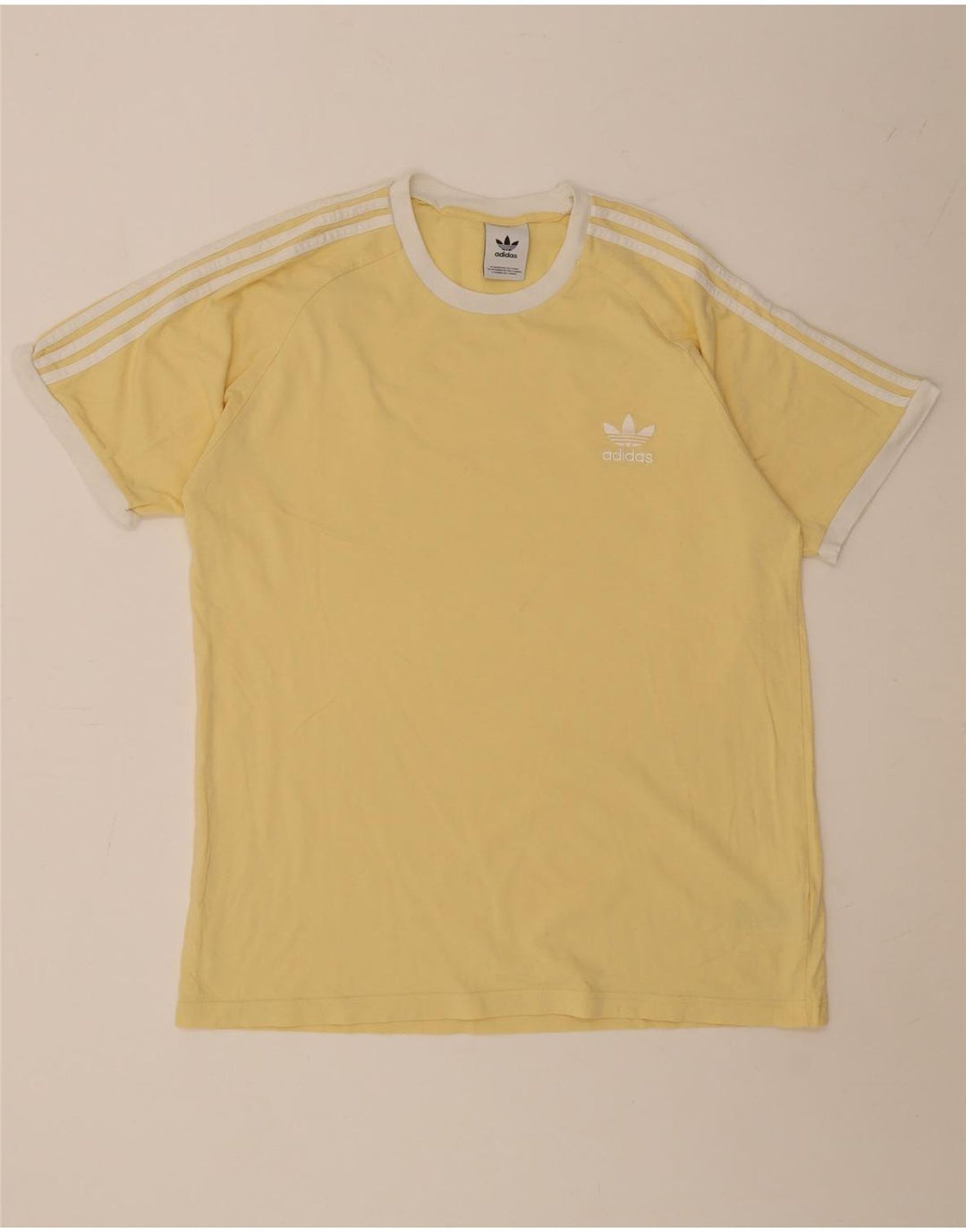 Adidas Mens T-Shirt Top Large Yellow Cotton