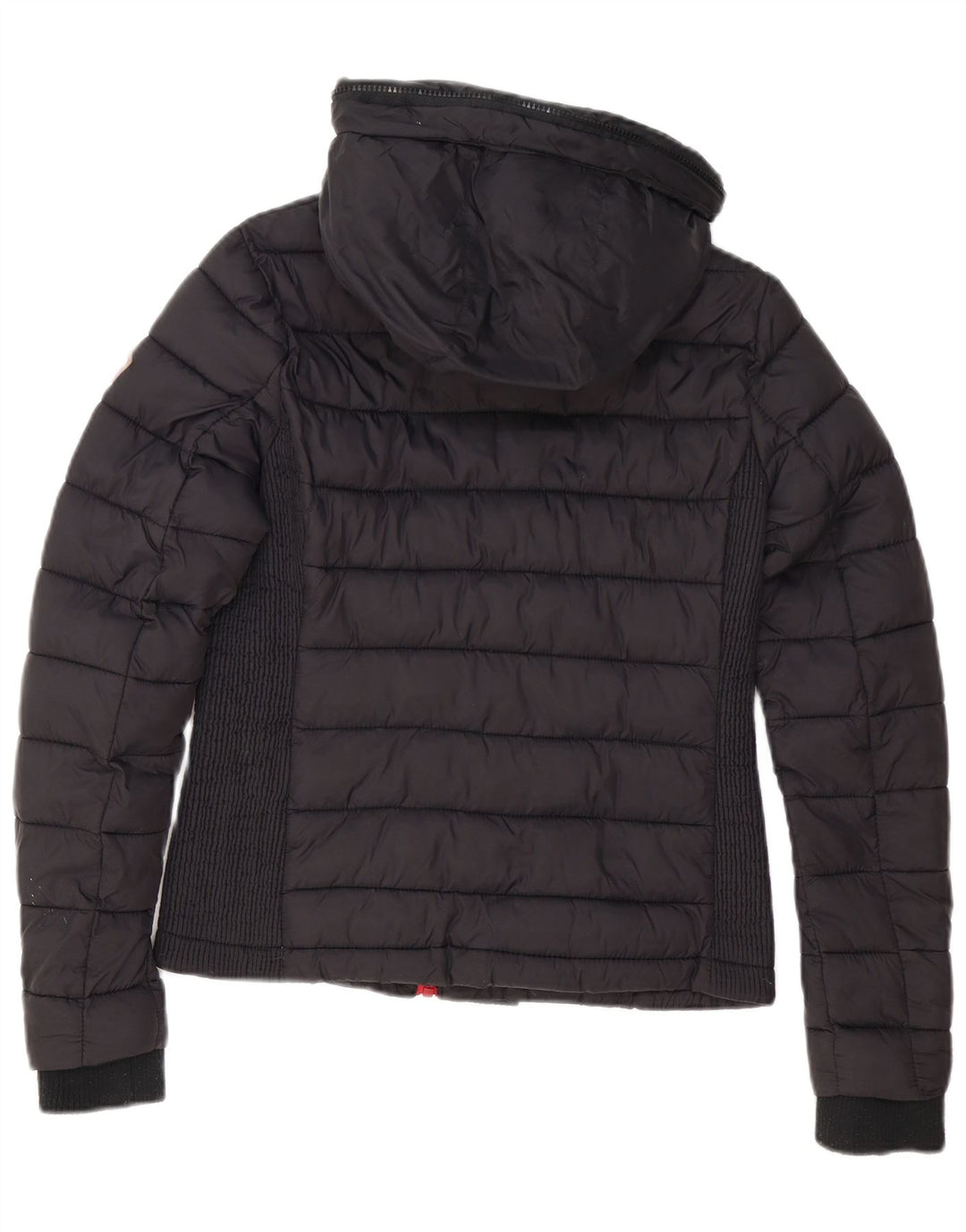 Superdry Womens Hooded Padded Jacket UK 12 Medium Black Nylon