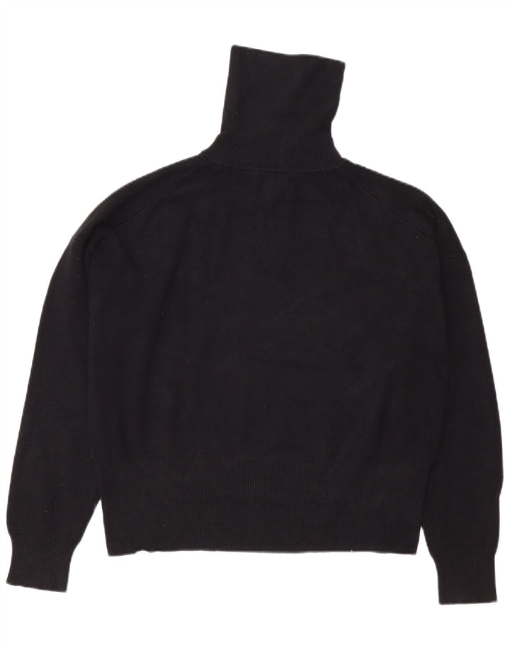 JACK WILLS Womens Oversized Zip Neck Jumper Sweater UK 14 Large Black