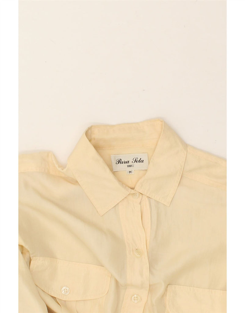 VINTAGE Womens Shirt UK 14 Medium Beige Silk | Vintage Vintage | Thrift | Second-Hand Vintage | Used Clothing | Messina Hembry 