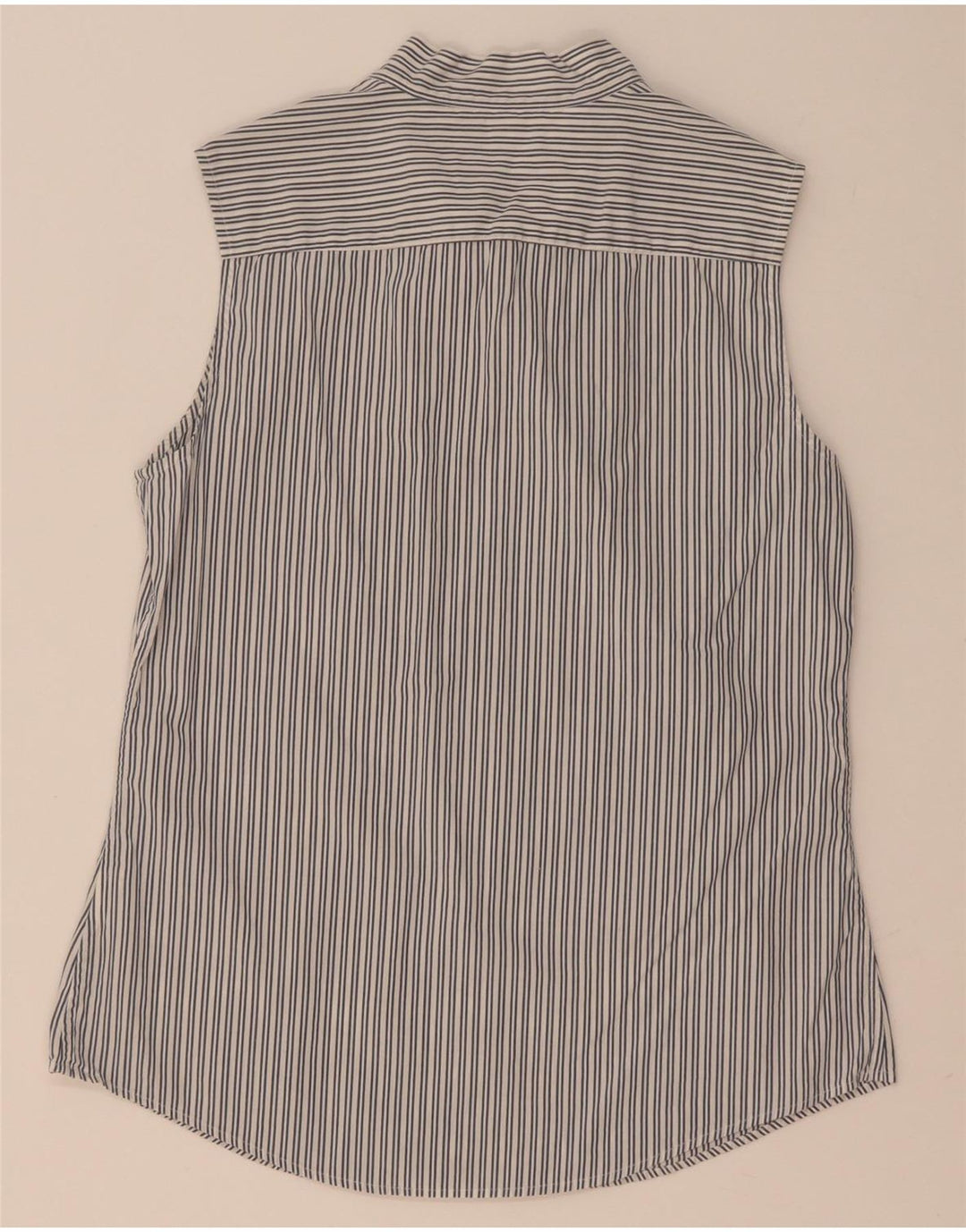 Tommy Hilfiger Womens Sleeveless Front Tie Shirt US 8 Medium Grey Pinstripe