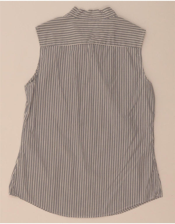 Tommy Hilfiger Womens Sleeveless Front Tie Shirt US 8 Medium Grey Pinstripe