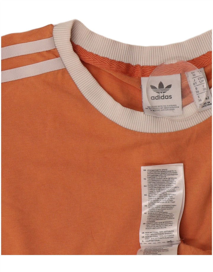 Adidas Womens T-Shirt Top UK 10 Small Orange Cotton