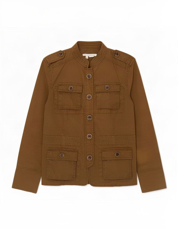 Zara Womens Military Jacket UK 10 Small Khaki Cotton