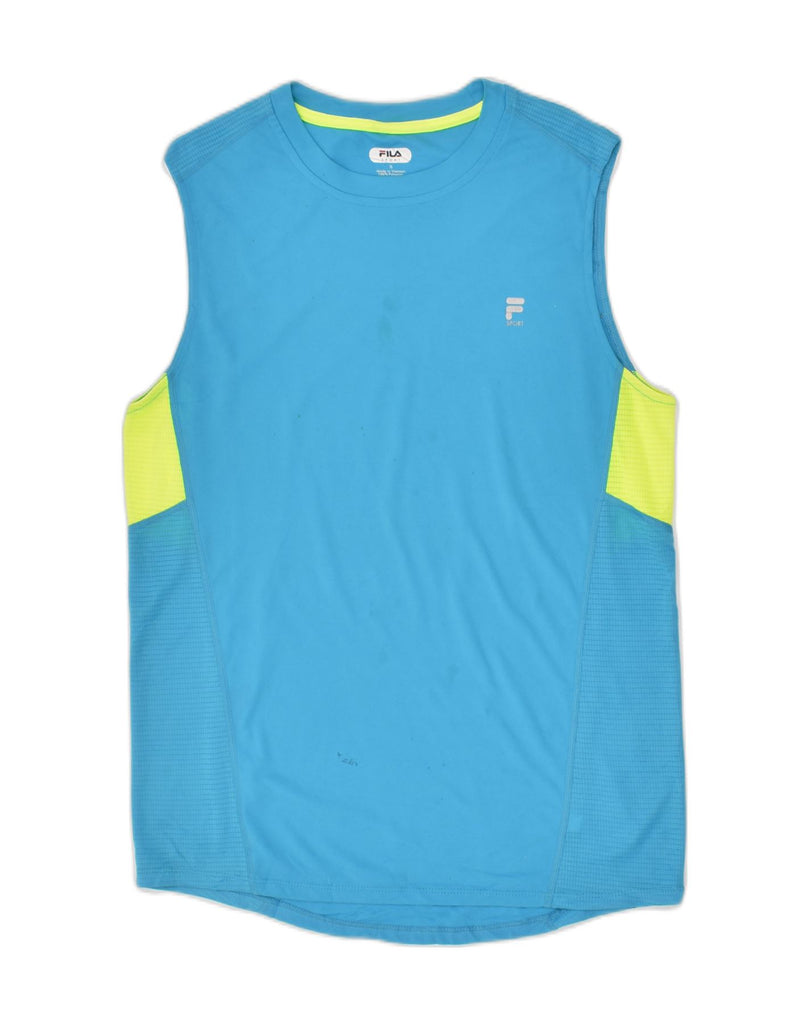 FILA Mens Vest Top Small Blue Colourblock Polyester | Vintage Fila | Thrift | Second-Hand Fila | Used Clothing | Messina Hembry 