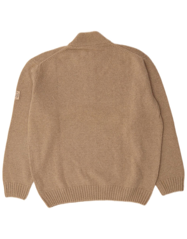 Murphy & Nye Mens Zip Neck Jumper Sweater 2XL Beige Wool
