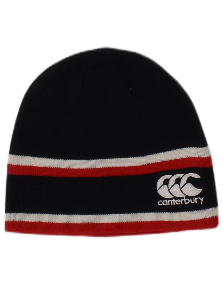 Canterbury Mens Graphic Beanie Hat One Size Navy Blue Striped Acrylic