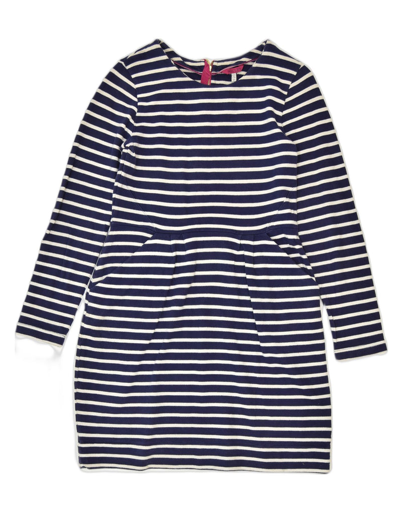 JOULES Womens Basic Dress UK 12 Medium Navy Blue Striped Cotton | Vintage | Thrift | Second-Hand | Used Clothing | Messina Hembry 