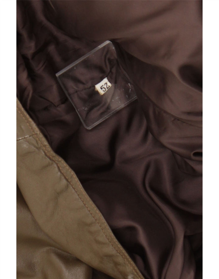 Vintage Mens Leather Jacket IT 52 XL Khaki