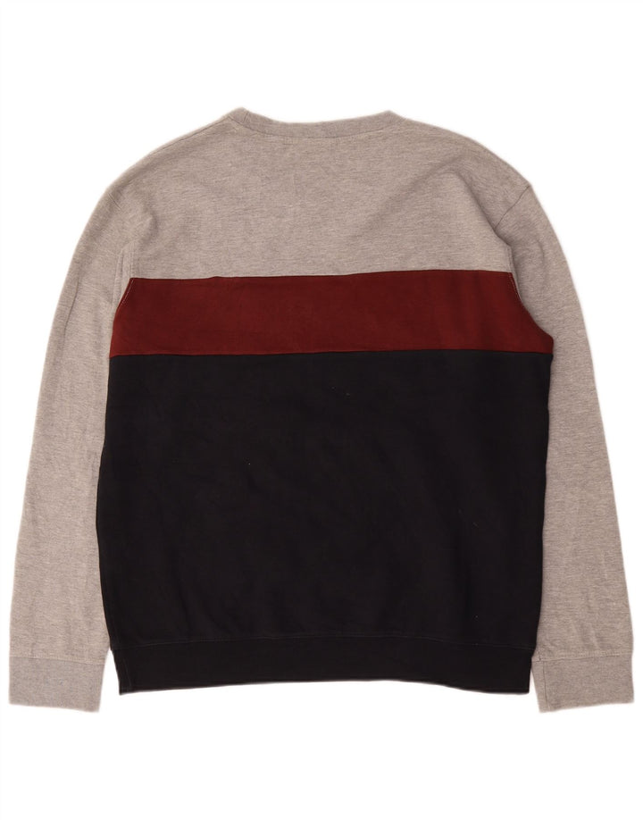 Zara Mens Crew Neck Jumper Sweater XL Multicoloured Colourblock Cotton