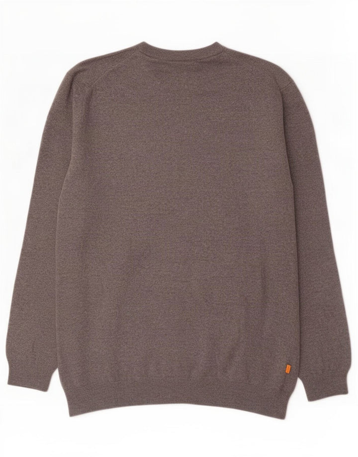 Timberland Mens Crew Neck Jumper Sweater 2XL Grey Lambswool