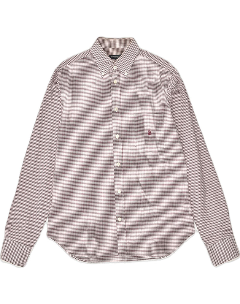 MARINA YACHTING Mens Shirt Size 41 Medium Burgundy Gingham Cotton | Vintage Marina Yachting | Thrift | Second-Hand Marina Yachting | Used Clothing | Messina Hembry 