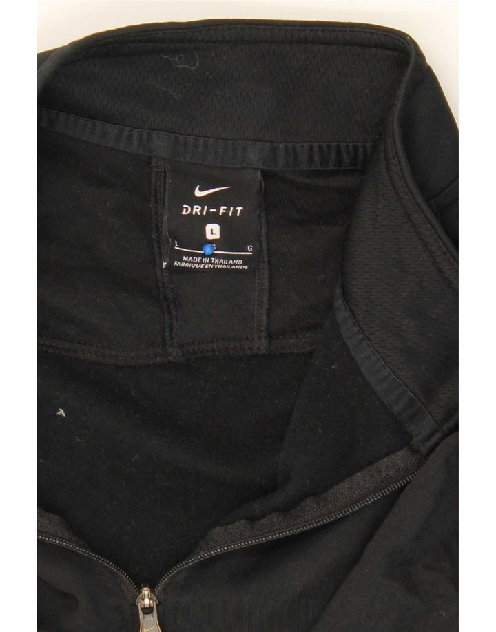 Nike Mens Dri Fit Zip Neck Pullover Tracksuit Top Large Black Polyester