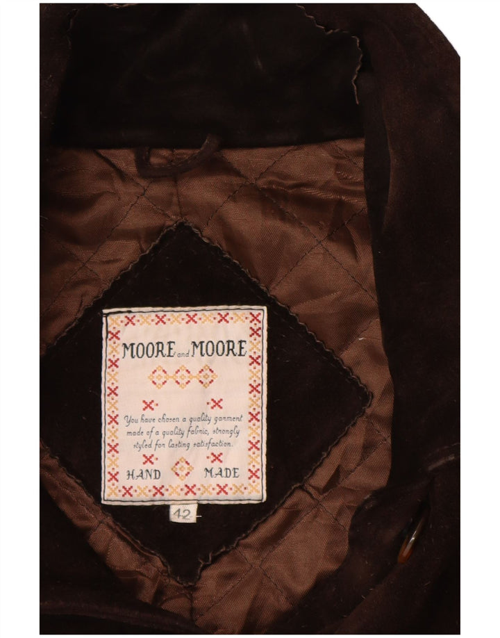 VINTAGE Womens Suede Jacket IT 42 Medium Brown Leather