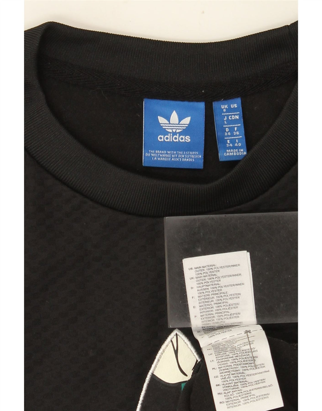 Adidas Womens Graphic Sweatshirt Jumper UK 8 Small Black Geometric