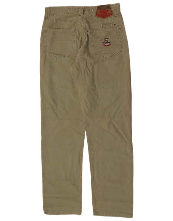 Mash Mens Straight Casual Trousers IT 48 Medium W30 L32 Khaki Cotton