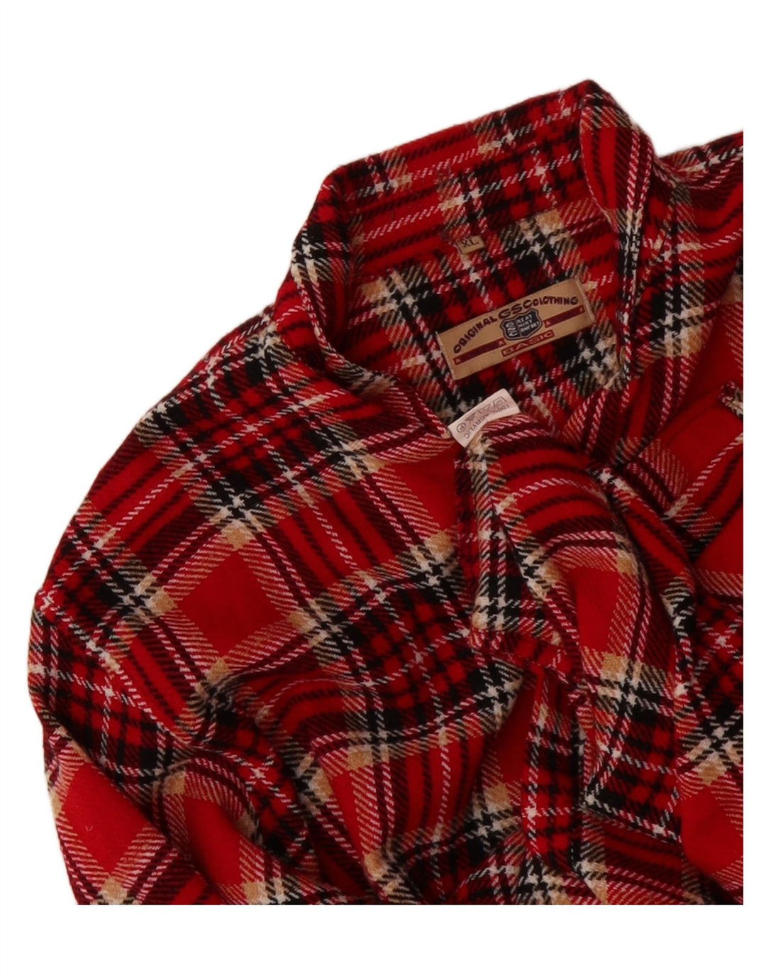 VINTAGE Mens Overshirt Shirt XL Red Check Acrylic Vintage Vintage and Second-Hand Vintage from Messina Hembry 
