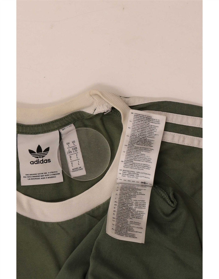 Adidas Mens T-Shirt Top Large Green Cotton