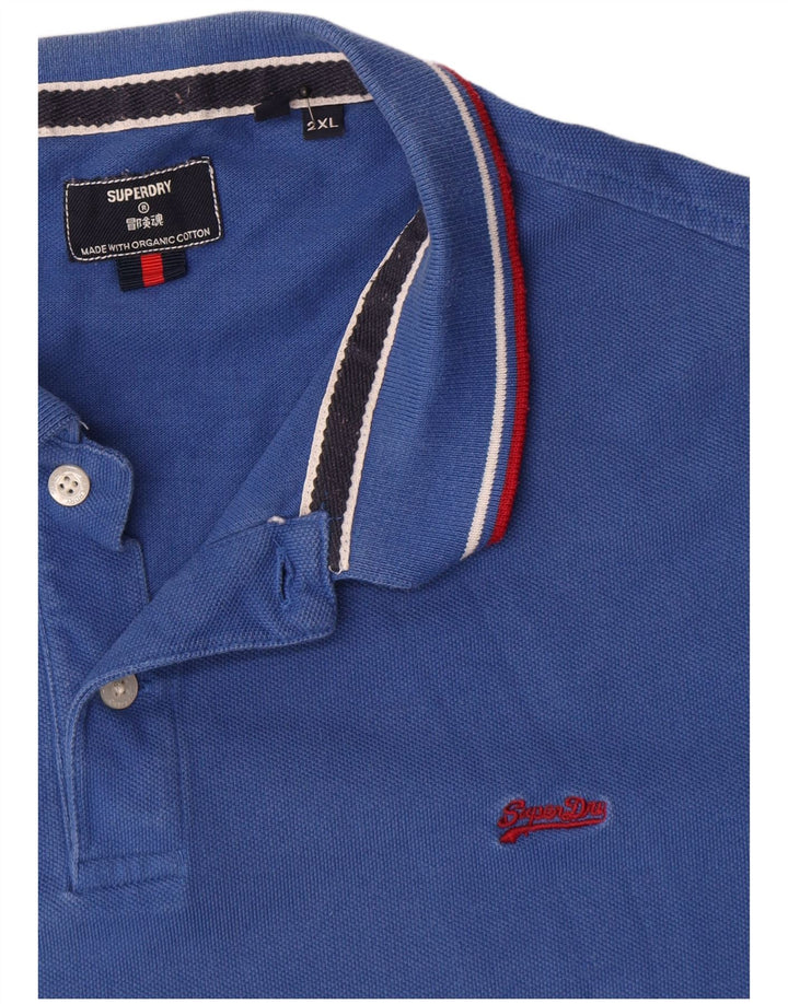 Superdry Mens Polo Shirt 2XL Blue Cotton