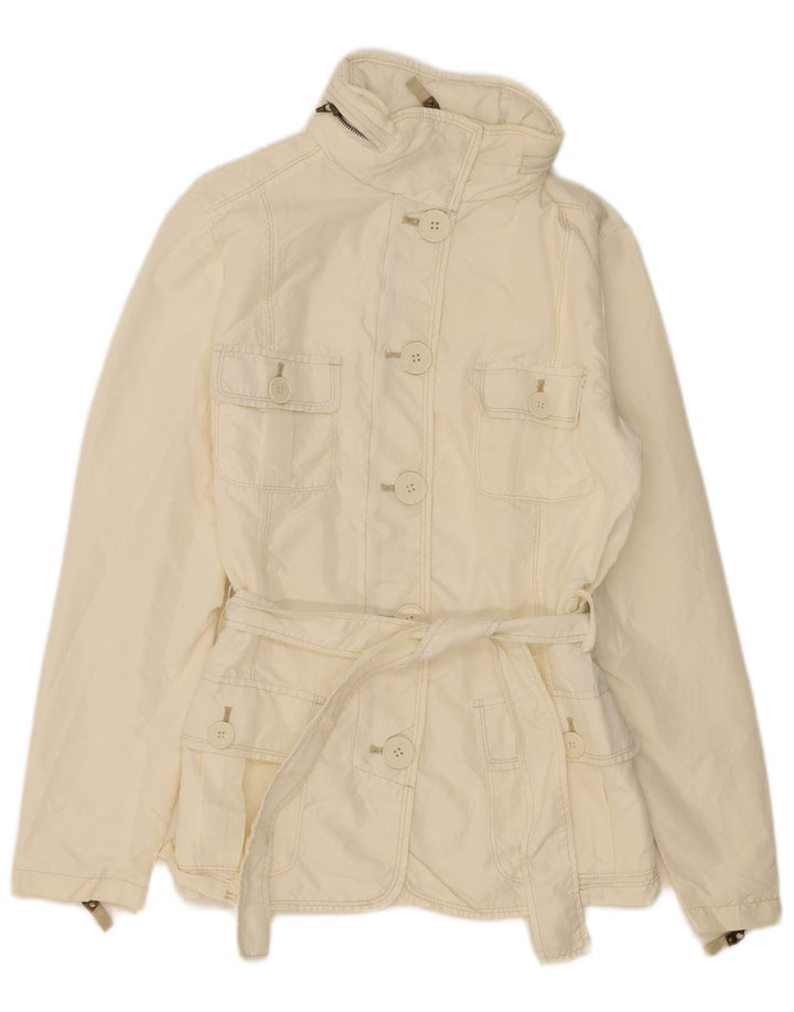 Zara Womens Hooded Utility Jacket UK 10 Small Off White Nylon