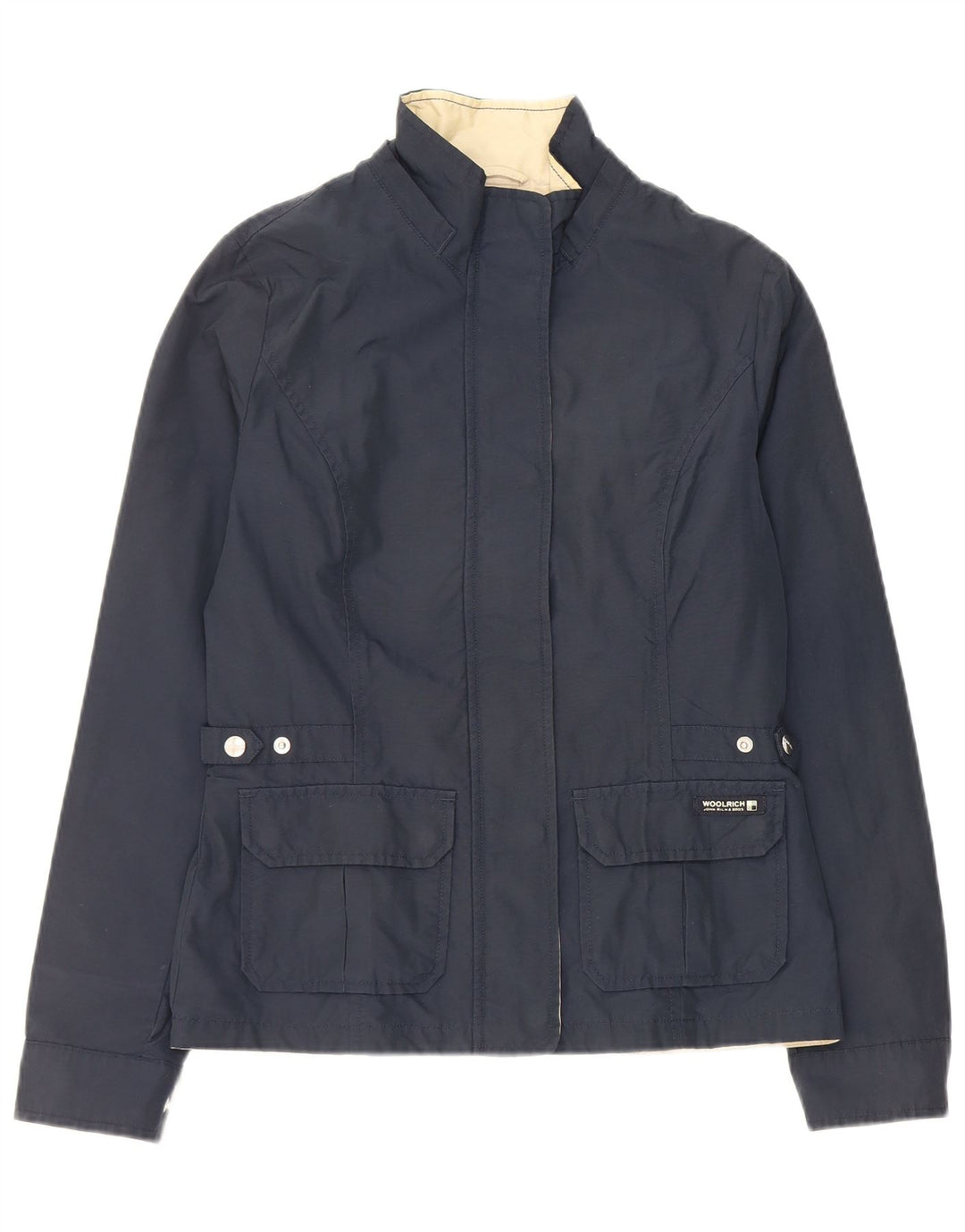 Woolrich Womens Utility Jacket UK 14 Large Navy Blue Cotton
