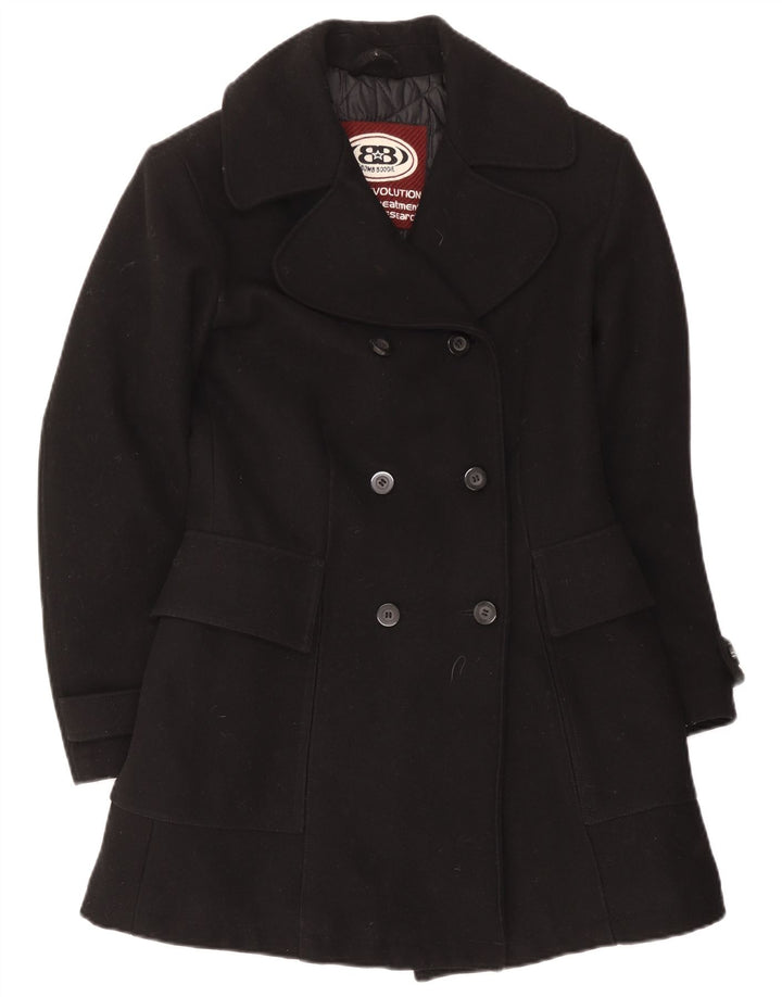 Bomb Boogie Womens Double Breasted Coat UK 10 Small Black Wool