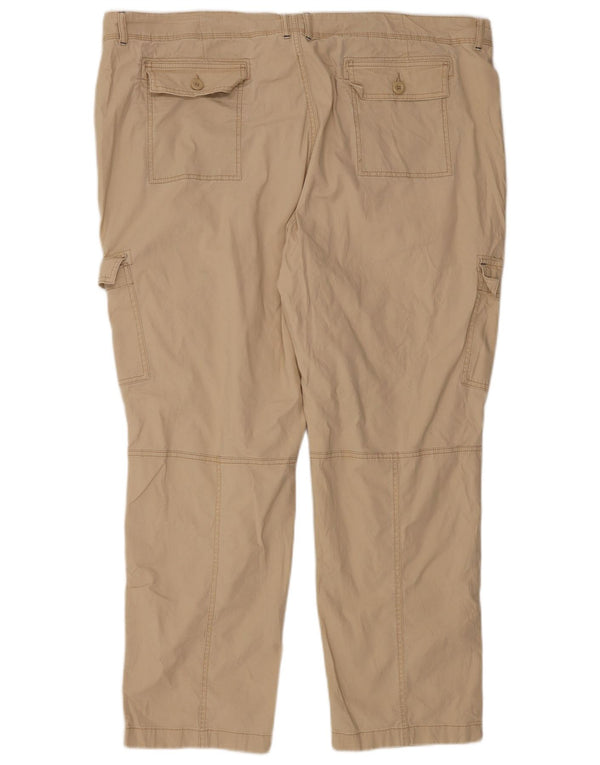 L.L.BEAN Womens Straight Cargo Trousers US 22 3XL W44 L30 Beige Cotton
