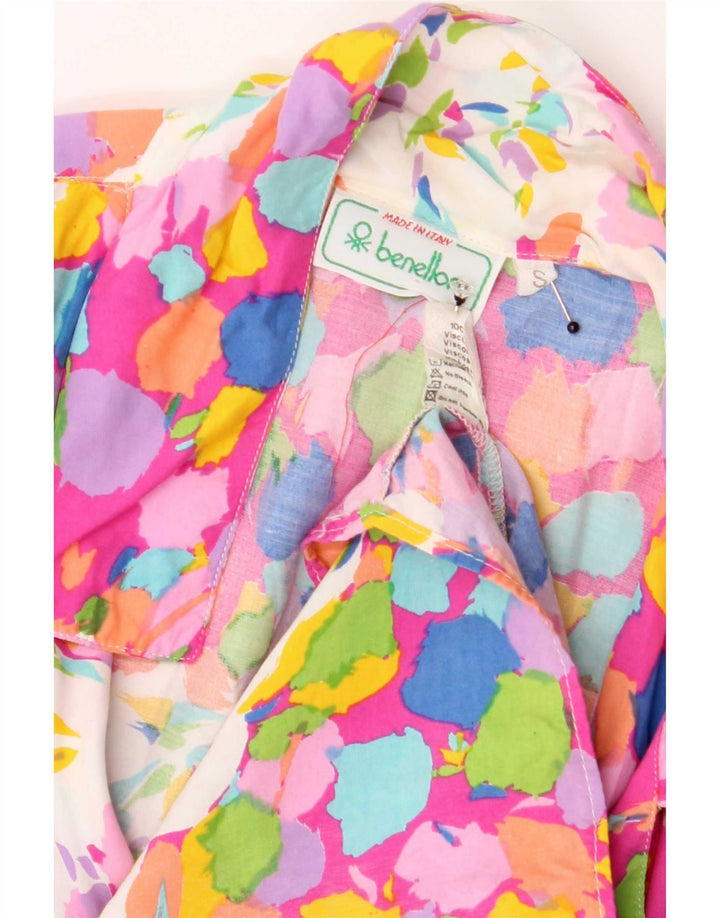 Benetton Womens Abstract Pattern Shirt Blouse UK 10 Small Multicoloured