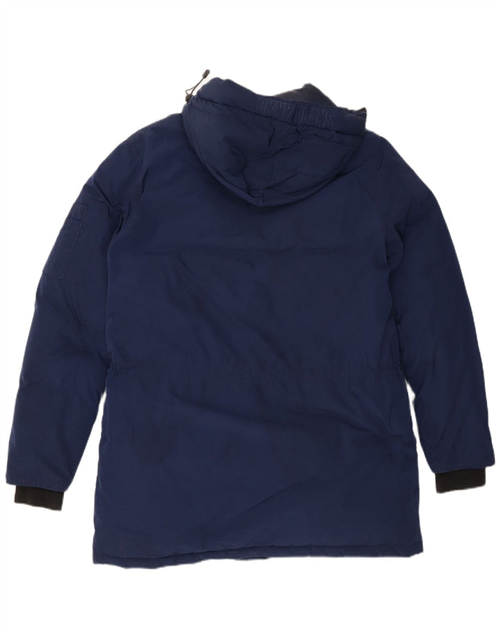 Dkny Mens Hooded Padded Jacket UK 40 Large Navy Blue Polyester