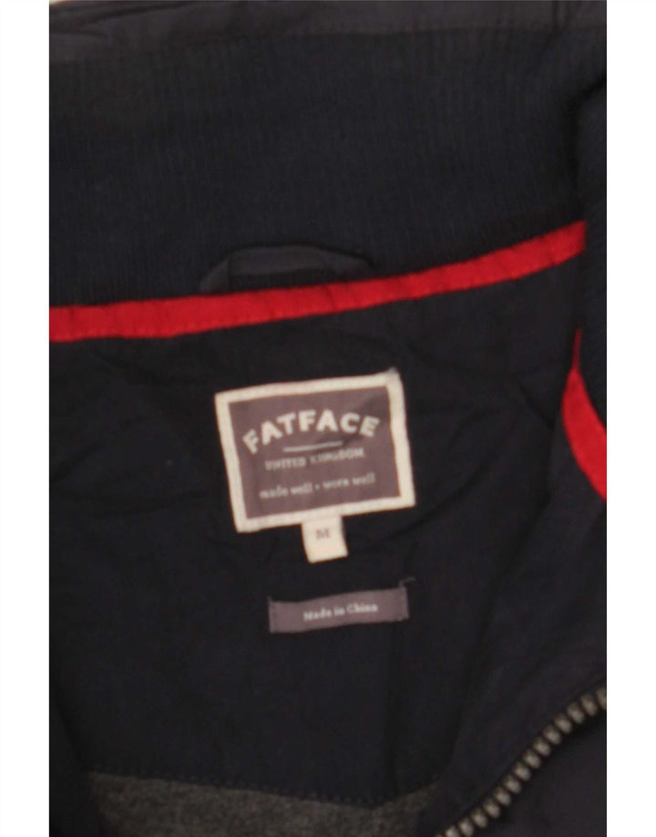 Fat Face Mens Hooded Bomber Jacket UK 38 Medium Navy Blue Polyester