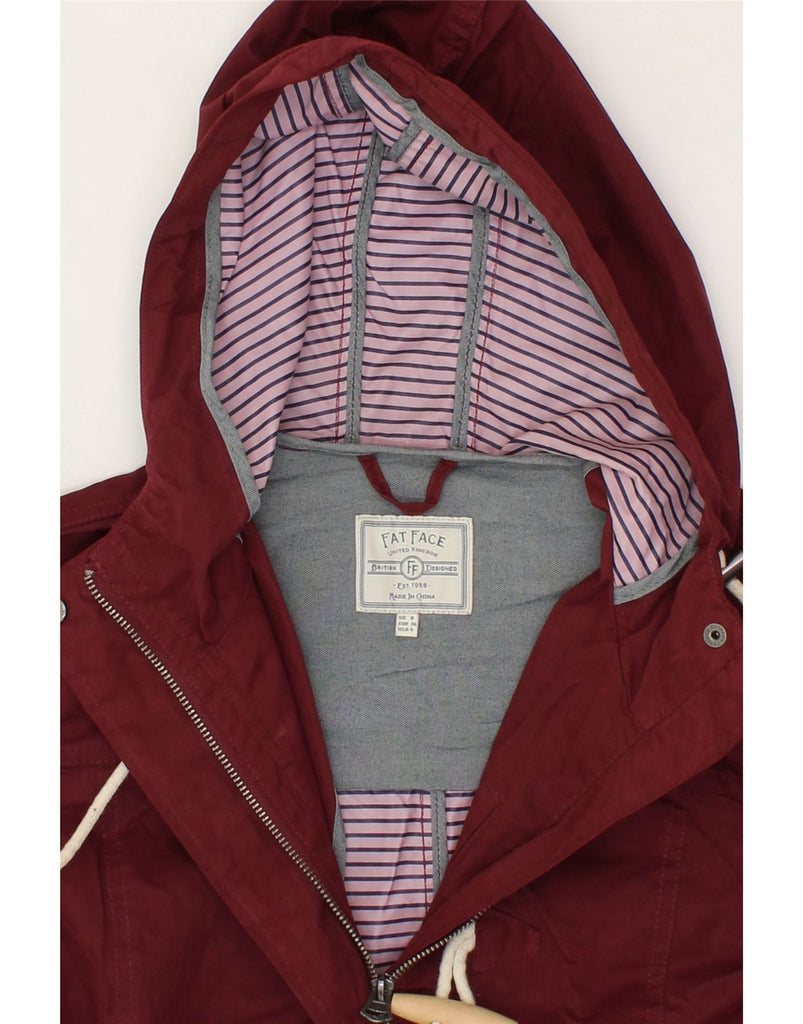 FAT FACE Womens Hooded Duffle Jacket UK 8 Small Maroon Polyester Vintage Fat Face and Second-Hand Fat Face from Messina Hembry 