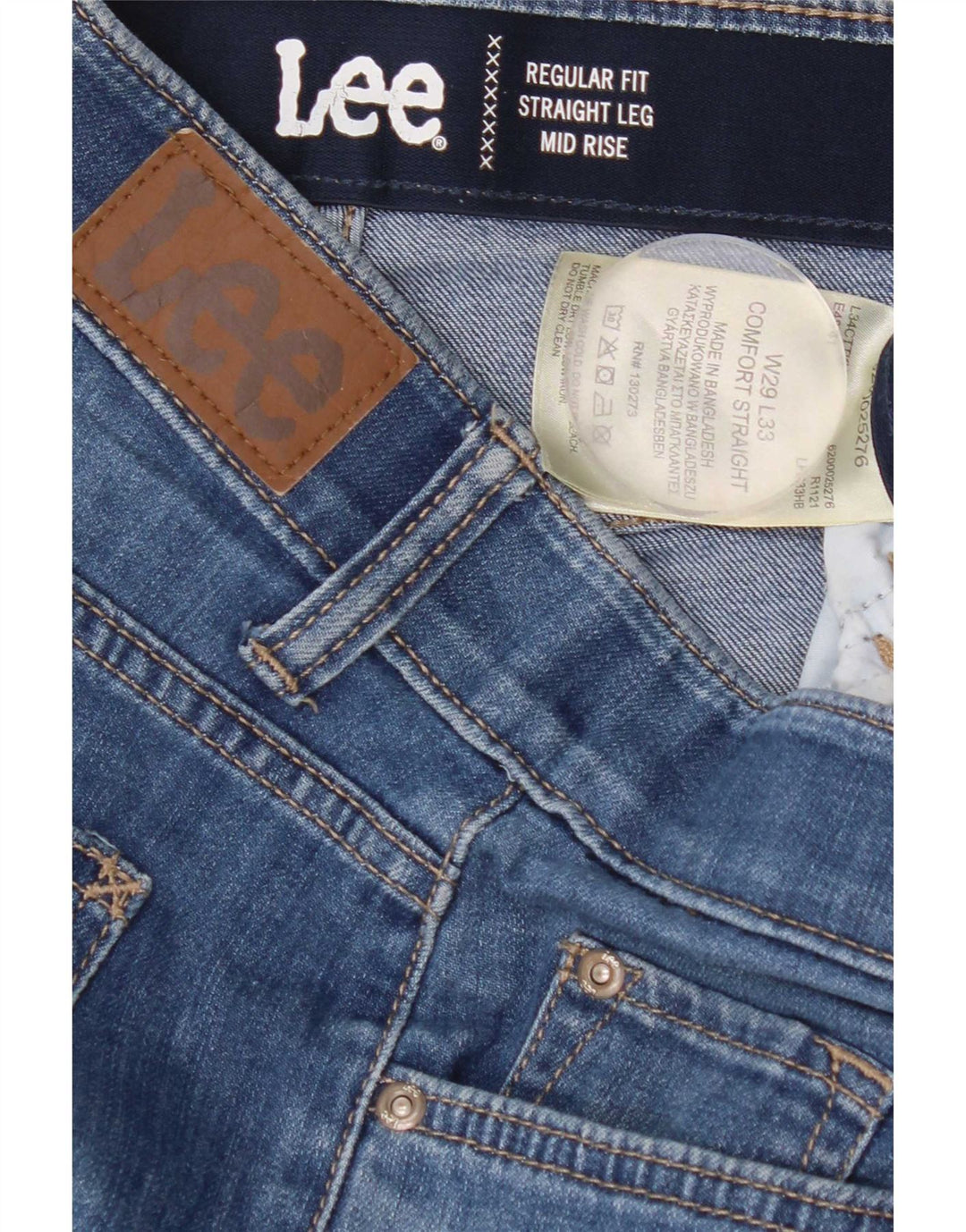 Lee Womens Mid Rise Regular Fit Straight Jeans W29 L33 Blue Cotton